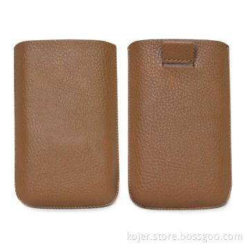 Mobile Phone Cases for Apple's iPhone 4, Made of Lychee's Vein PU Leather with Retractable Pull-tab